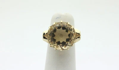 14K YG Yellow Gold Chunky Lemon Quartz Fashion Ring Sz 6 7.2g   #2922 - Image 1 of 4