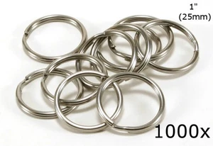 Stainless Steel Key Rings 1" (25mm) Split Ring, Wholesale LOT 1000 - Picture 1 of 1