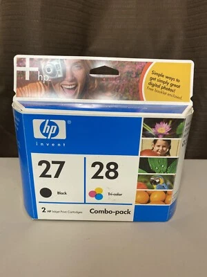 HP 27 BLACK & 28 TRI-COLOR SET- NEW SEALED GENUINE TWIN PACK EXPIRED - Image 1 of 3