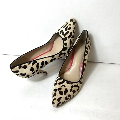 Banana Republic 高跟鞋女式 10 猎豹印花皮革一脚蹬小牛毛 — 第 1/4 张图片