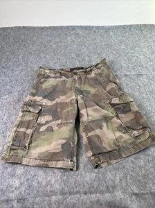 Old Navy Jean Shorts Mens 30 Green Camo Cotton Cargo Pockets Flat Front Casual - Picture 1 of 15