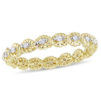 Amour 10k Yellow Gold 1/6CT TDW Diamond Infinity Stackable Wedding Band - Image 1 of 4