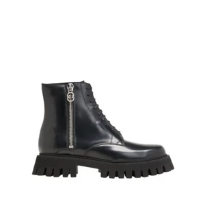 Authentic Men's Gucci Black Leather Novo Lug Sole Combat Boots 699584 New $1100 - Picture 1 of 5