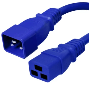 IEC 320 Power Cord C20 / C19 - Blue 1 ft, 20A/250V 12 AWG - Iron Box # IBX-1704 - Picture 1 of 1