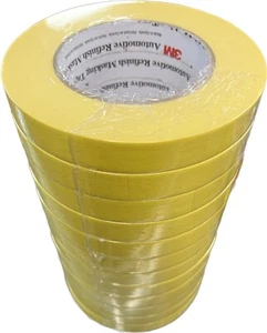 3M 06652 Crepe Paper Automotive Refinish Tape 3/4 Inch 12 Rolls, Yellow - Picture 1 of 2