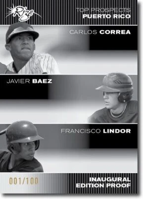 Carlos Correa 2012 * Javier Baez * Francisco Lindor Rize novato prueba RC #/100 Foto 1 de 2