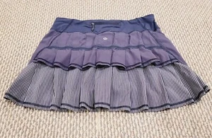 RARE Lululemon Pace Setter Skirt Inkwell Wagon Stripe Navy Blue Size 6 VGC - Picture 1 of 10