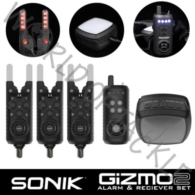 Juego de 2 mordeduras Sonik Gizmo receptor luz bivvy 2 o 3 cañas pesca de carpa 2023 Foto 1 de 4