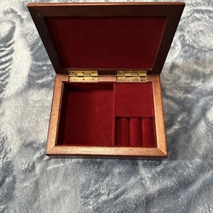 Vintage Wood And Velvet Musical Jewelry Box - Picture 1 of 4