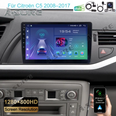 DAB+ Apple CarPlay Android14 Autoradio GPS Navi KAM Für Citroen C5 III 2008-2017 - Bild 1 von 4