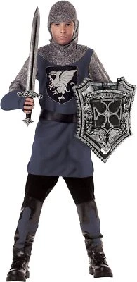 Valiant Knight Medieval Warrior King Guard Fancy Dress Halloween Child Costume - Image 1 of 2