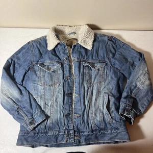 Arizona Jeans Co Denim Sherpa Forrado Denim Camionero Jean Chaqueta Para Hombre’s L Informal - Imagen 1 de 10