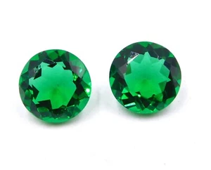 7 Cts 2 Pcs Emerald Round Cut Lab Created Loose Gemstone 10 MM For Ring P-1183 - Picture 1 of 3