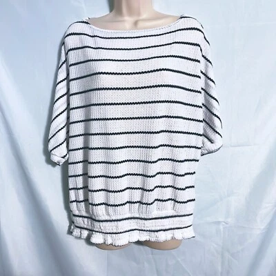 Suéter de manga corta a rayas blancas y azules Cato talla L Foto 1 de 3
