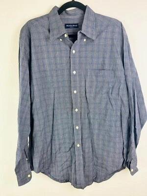 Camisa Austin Reed London Para Hombre Grande Gris Azul Cuadros Pequeños L/S Cuadros Usada en Excelente Condición Preppy Foto 1 de 4