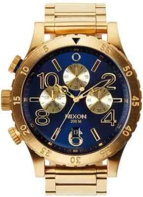 Nixon 48-20 Chrono Gold PVD Men's Watch A486-1922 Blue Dial Stainless Steel 48mm - Image 1 of 4