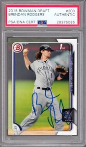 2015 1st Bowman Draft #200 Brendan Rodgers RC PSA/DNA Signed Auto Rockies 085 - Picture 1 of 1