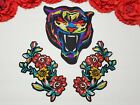 3pc/set, Fashion Tiger head patch, Iron on Embroidered Flower patches 