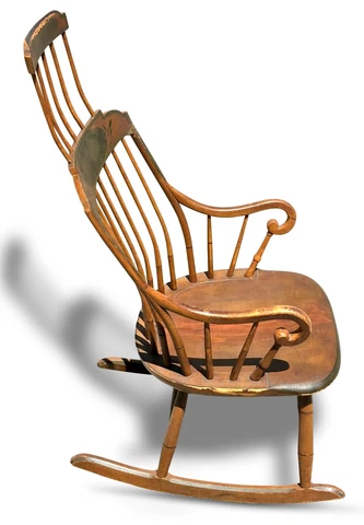 American Windsor Comb Back Rocking Chair, 1800s, Original Paint Cover