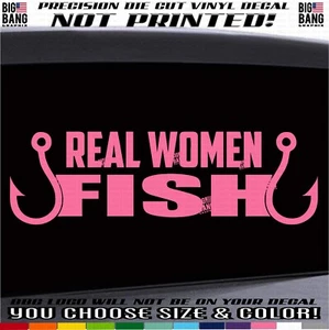 Real Woman Fish Fishing Vinyl Sticker Decal Joke Humor Die Cut Car Truck Boat RV - Picture 1 of 4