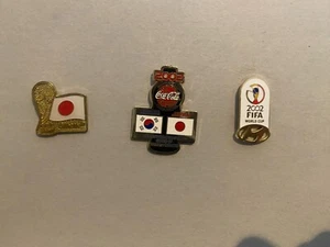 PIN BADGE x 3 Japan Korea FIFA WC 2002 Coca-Cola GILLETTE sponsor-only football - Picture 1 of 5