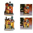 2Pcs Light Up Christmas Scene Snow House LED Light Miniature Village Farmhouse