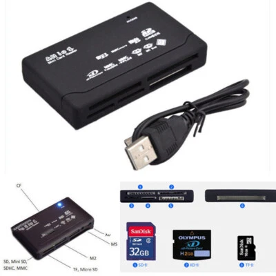 All In 1 USB Mini Multi Memory Cards Reader For CF XD SD MMC High Quality RLM812 - Image 1 of 4
