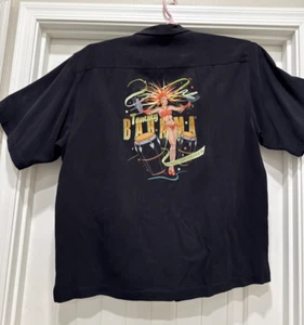 Tommy Bahama Silk Shirt SZ XL Black Shaken Not Stirred Showgirl Embroidered - Picture 1 of 21