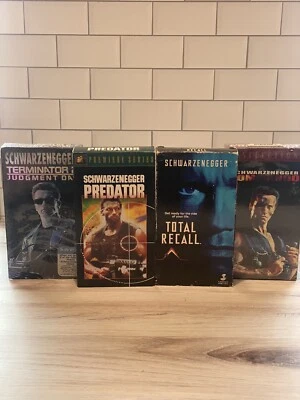 VHS Lot Arnold Schwarzenegger Movies Terminator 2 Predator Commando Total Recall - Image 1 of 4