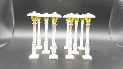 10X LEGO® Zubehör "Laternen weiß mit gelber Lampe" Straßenlaterne Leuchte Lampe - Bild 1 von 4