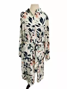 Neu ohne Etikett ein neues Hemdblusenkleid Größe XXL COTTAGE CORE Knopfleiste BLUMEN Gürtel - Bild 1 von 12