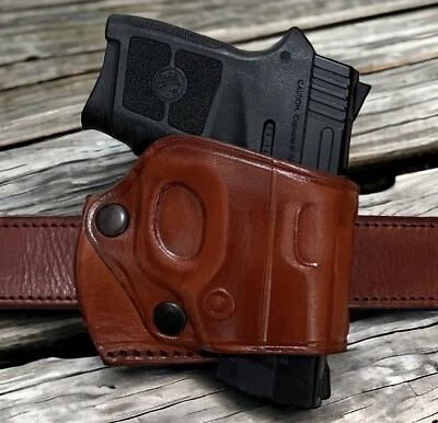 TAGUA Right Hand Leather OWB Belt Holster for 1st Gen S&W Bodyguard 380 + CT Laser