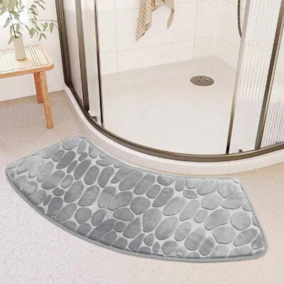 Alfombra de baño curva, alfombrillas de ducha suaves antideslizantes alfombra lavable esquina bañera Foto 1 de 4