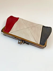 RETRO Wallet Wallet Wallet Genuine Leather Leather Bag 15x9cm 2 Compartment - Picture 1 of 4