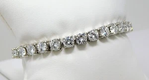 13k White Gold 28 Stone ≈4.8 mm Diamond Tennis Bracelet 6.25" B4939 - Picture 1 of 8