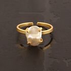 Natural Small Keshi Pearl 24k Gold Plated Prong Setting Adjustable Rings Jewelry