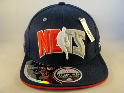 New Jersey Nets NBA Adidas Flex Hat Cap Size L/XL Navy Cover