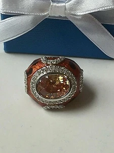 Size 6 Men Women UNIQUE VINTAGE RING 925 STERLING SILVER CITRINE ORANGE GEMSTONE - Picture 1 of 7