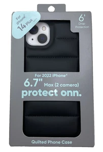 Quilted Phone Case for iPhone 14 Plus Black Puffer NEW - Picture 1 of 6
