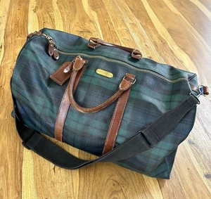 Vintage Polo Ralph Lauren Leder Reisetasche Tartan Reisetasche über Nacht - Bild 1 von 22