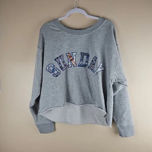 Anthropologie Raw Hem Gray Sunday Sweatshirt Size Medium - Picture 1 of 6