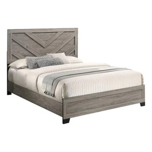 Best Quality Furniture Light Gray Wood Eastern King Size Panel Bed - Picture 1 of 2