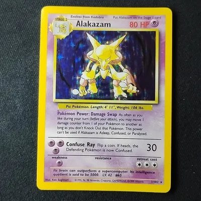 Pokémon TCG Alakazam Base Set 1/102 Unlimited Holo Rare LP+/NM - Image 1 of 4