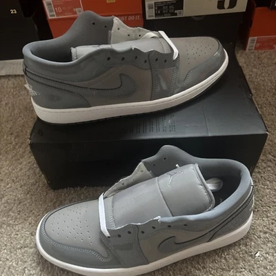 NEW Nike Air Jordan 1 Low SE Medium Cool Patent Grey NBY HF3148-011 Size 10 - Image 1 of 4