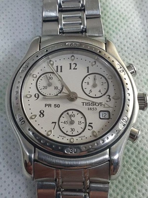 Tissot PR 50 Quartz Chronograph Watch Silver Stainless Steel Mens Fashion - Image 1 of 4