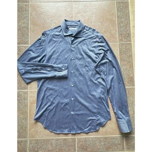 "Camisa de vestir de algodón para hombre Loro Piana L azul pata de gallo hecha en Italia cuello de 16,5""" - Imagen 1 de 11