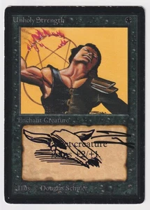 Signed Altered Sketch Unholy Strength HP Beta Limited Artist Douglas Shuler MTG! - Picture 1 of 2