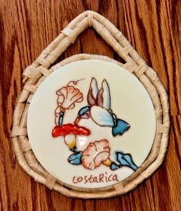 Floral & Hummingbird 6x6 Ceramic Garden Home Decor Wall Plaque COSTARICA HANGER - Picture 1 of 6