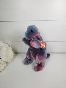 1999 TY Beanie Baby REX Dinosaur 11" Blue/Purple Tie Dye Plush NWT - Picture 1 of 9