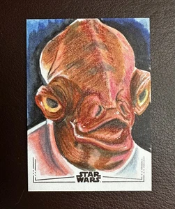 2024 Topps Star Wars Admiral Ackbar Silver Foil Sketch Card 1/1 by Frank Sansone - Picture 1 of 2
